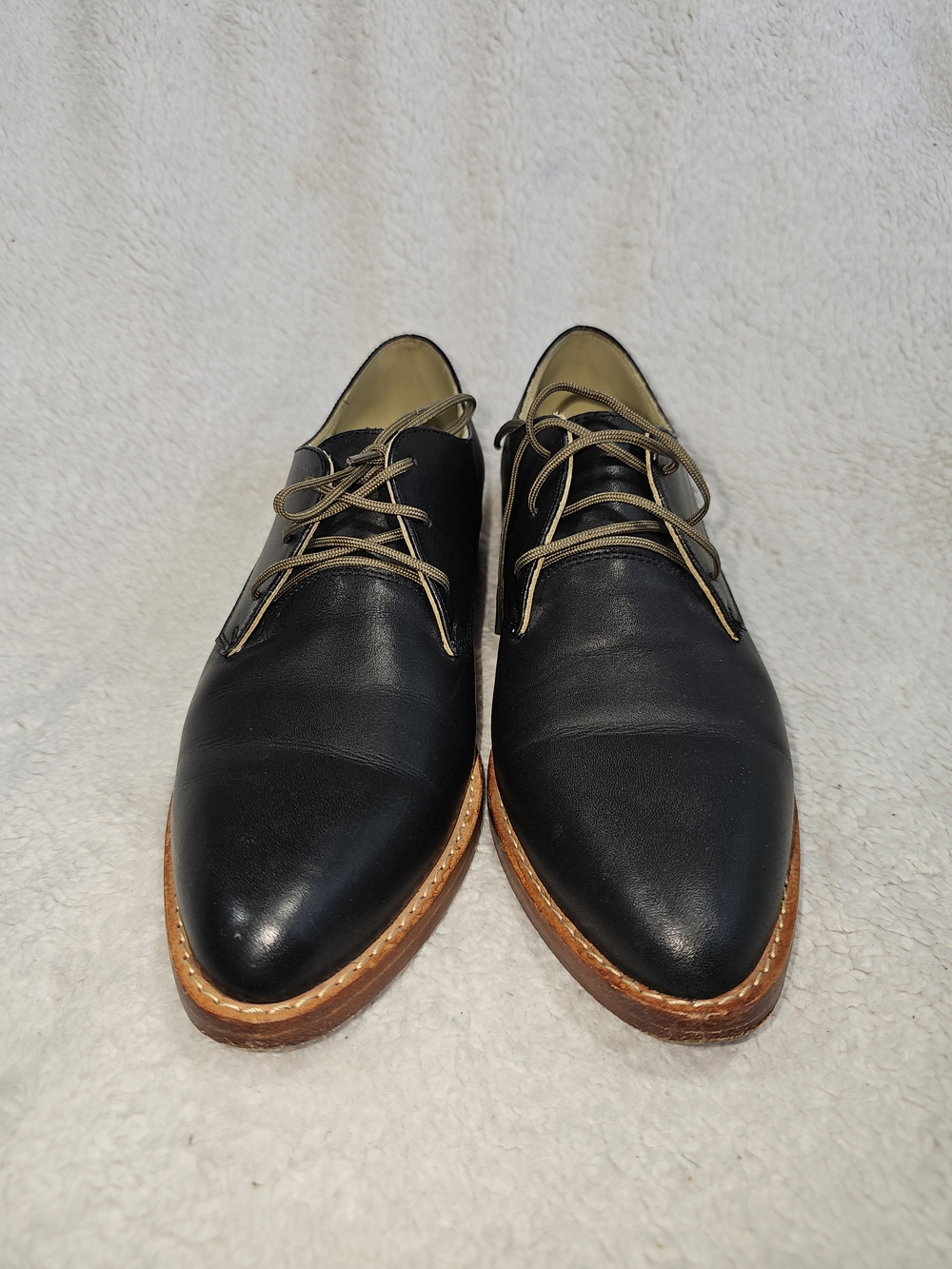 NISOLO Black Leather Lace Up Everyday Oxford Dress Shoes Size: 7.5 - Picture 4 of 14
